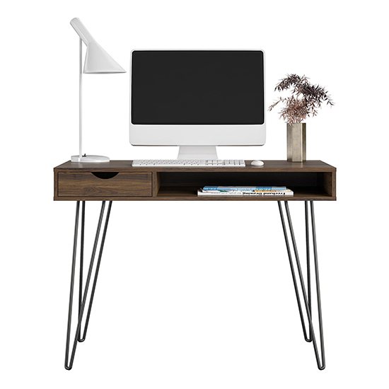 Catoosa Wooden Laptop Desk With 1 Drawer In Walnut
