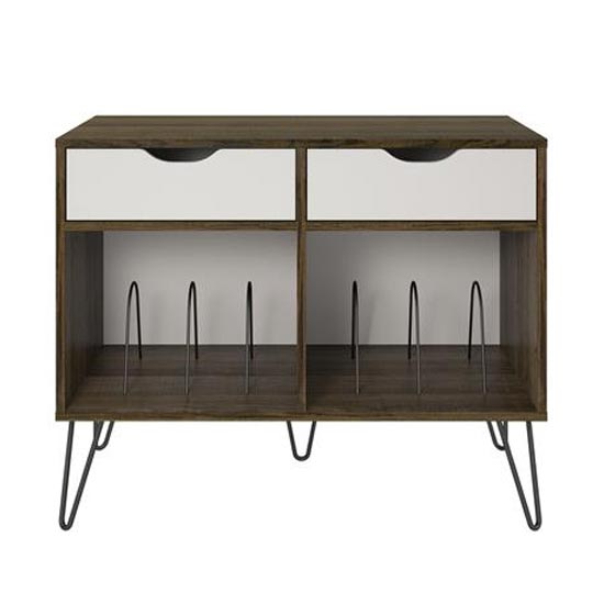Catoosa Wooden Office Cabinet White 2 Drawers In Brown Oak