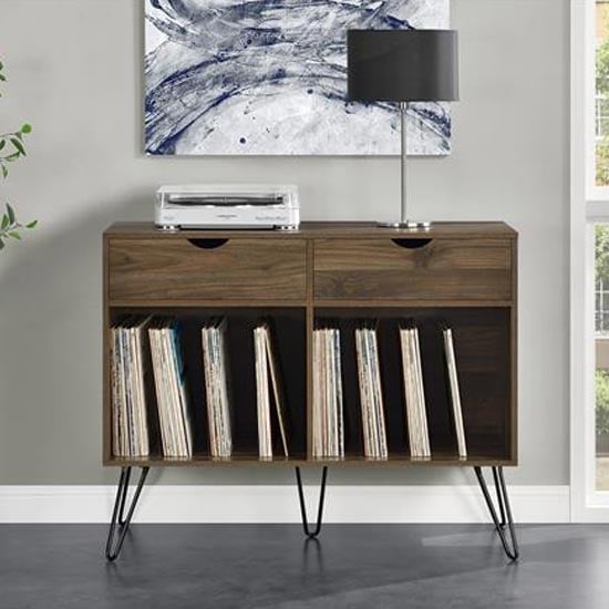 Concorde Wooden Turntable Stand With Drawers In Walnut