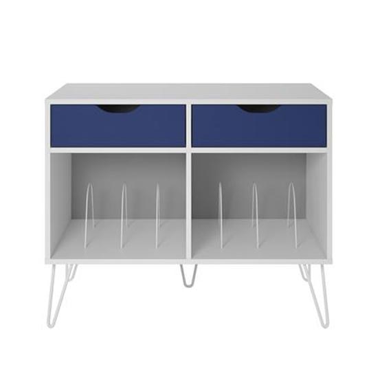 Catoosa Wooden Office Cabinet White 2 Drawers In Blue And White