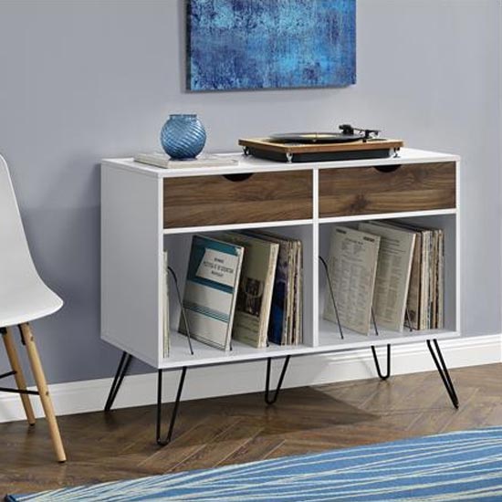 Concorde Wooden Turntable Stand With Drawers In Oak And White_2