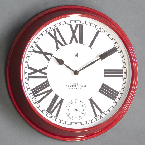 Product photograph of Concurs Round Metal Wall Clock In Red from Furniture in Fashion
