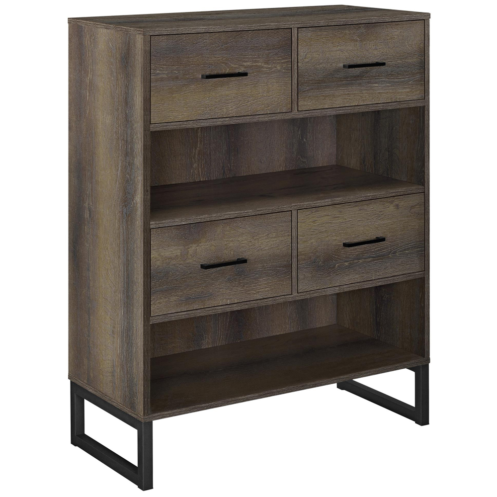 Condon Wooden Bookcase With 4 Drawers 2 Shelves In Brown