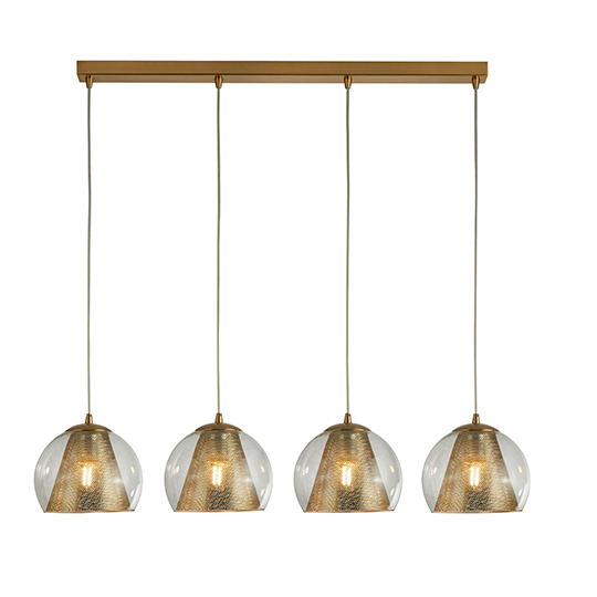 Photo of Conio 4 lights pendant ceiling light in satin brass
