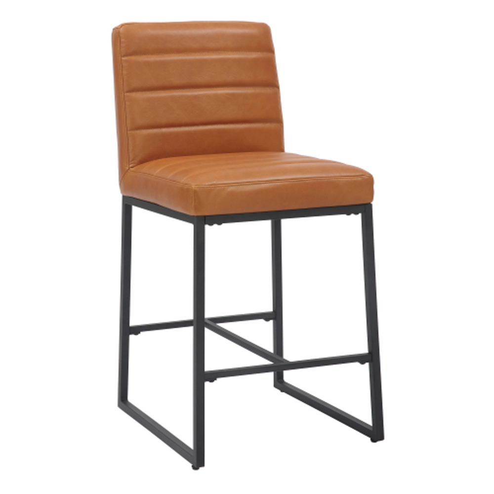 Coniston Light Brown Real Leather Bar Stools in Pair