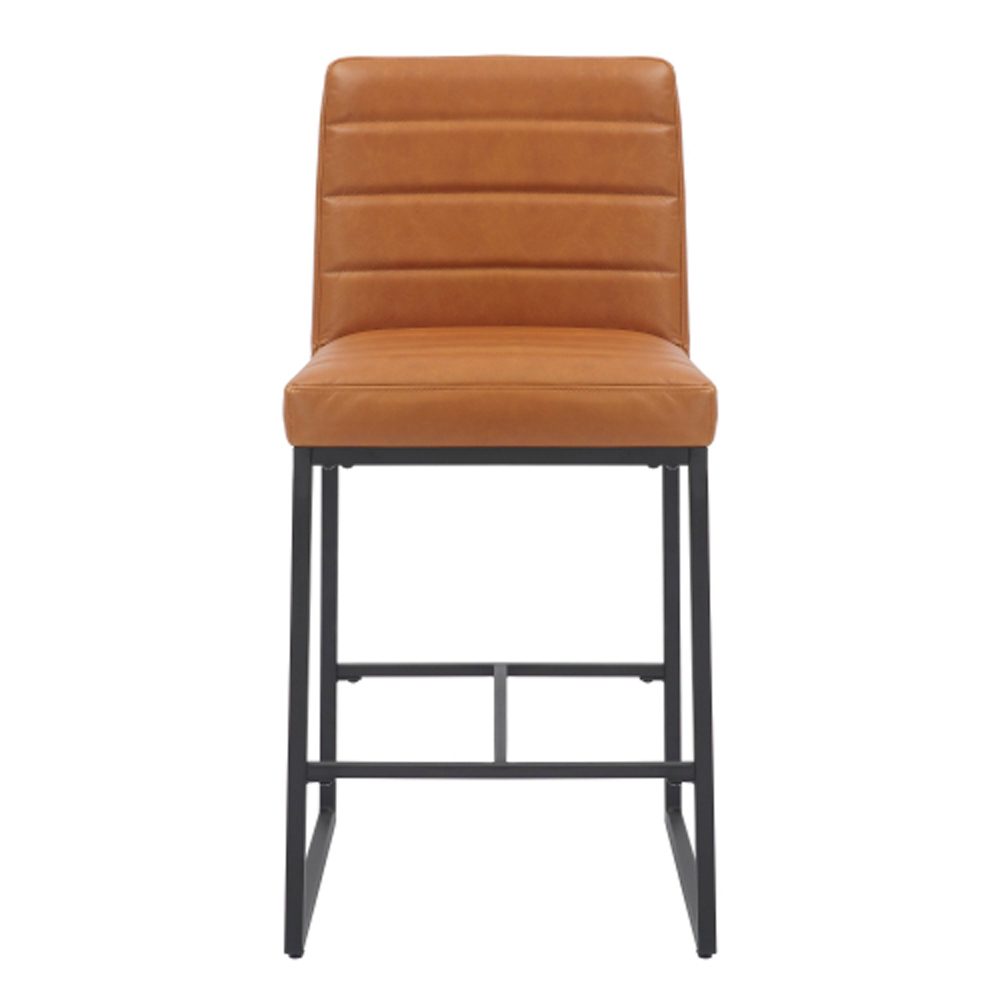 Coniston Light Brown Real Leather Bar Stools in Pair
