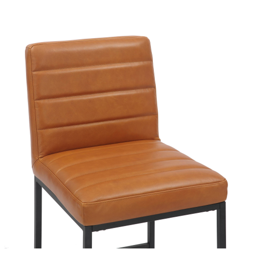 Coniston Light Brown Real Leather Bar Stools in Pair
