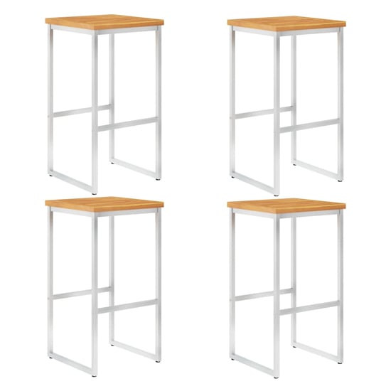 Read more about Connie set of 4 wooden bar stools with steel frame in natural