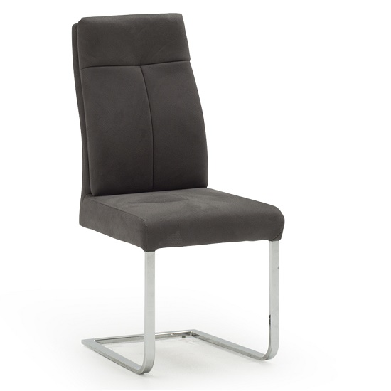 Connor Cantilever Dining Chair In Grey Fabric With Metal Frame