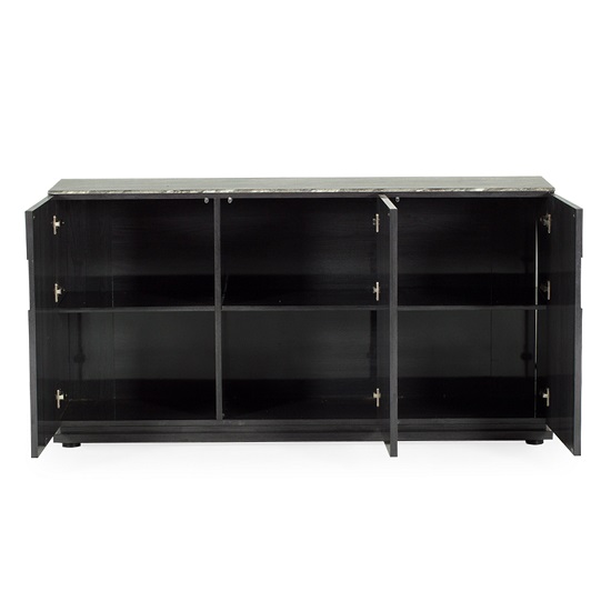 Connor Marble Top Sideboard In Grey With High Gloss Base Furniture in