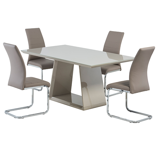 Conrad Latte Gloss Dining Table With 4 Sako Cappuccino Chairs_3