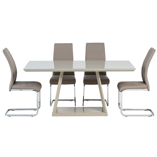 Conrad Latte Gloss Dining Table With 4 Sako Cappuccino Chairs_4
