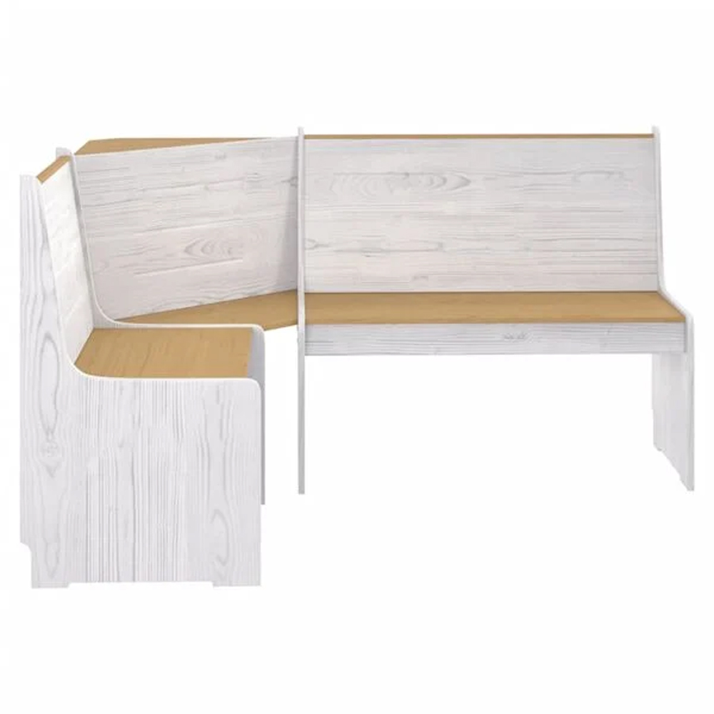 Conroe Wooden Corner Dining Bench In Honey Brown And White