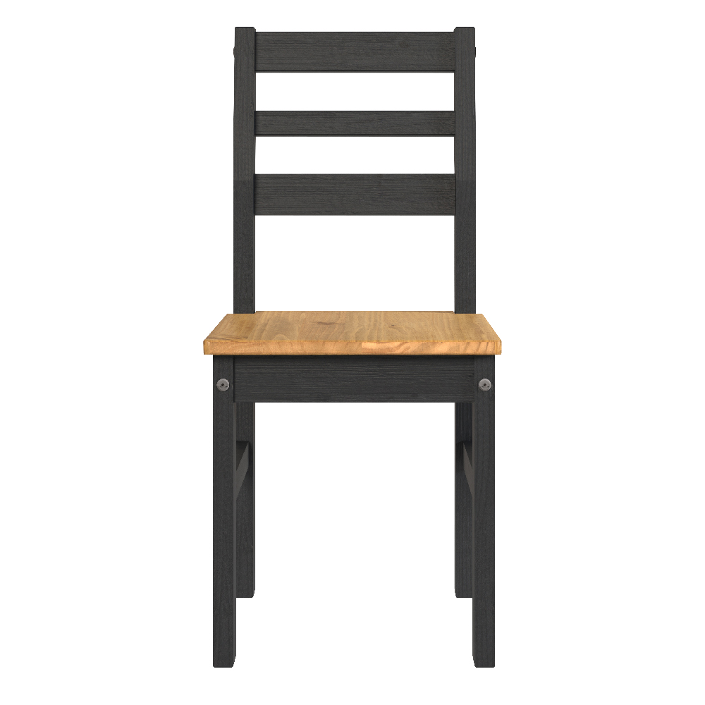 Consett Black And Oak Wooden Dining Chairs In Pair