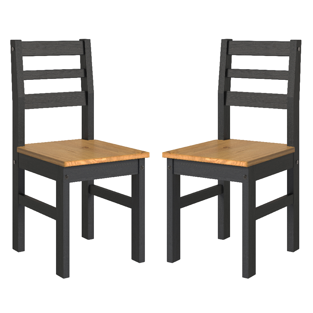 Read more about Consett black and oak wooden dining chairs in pair