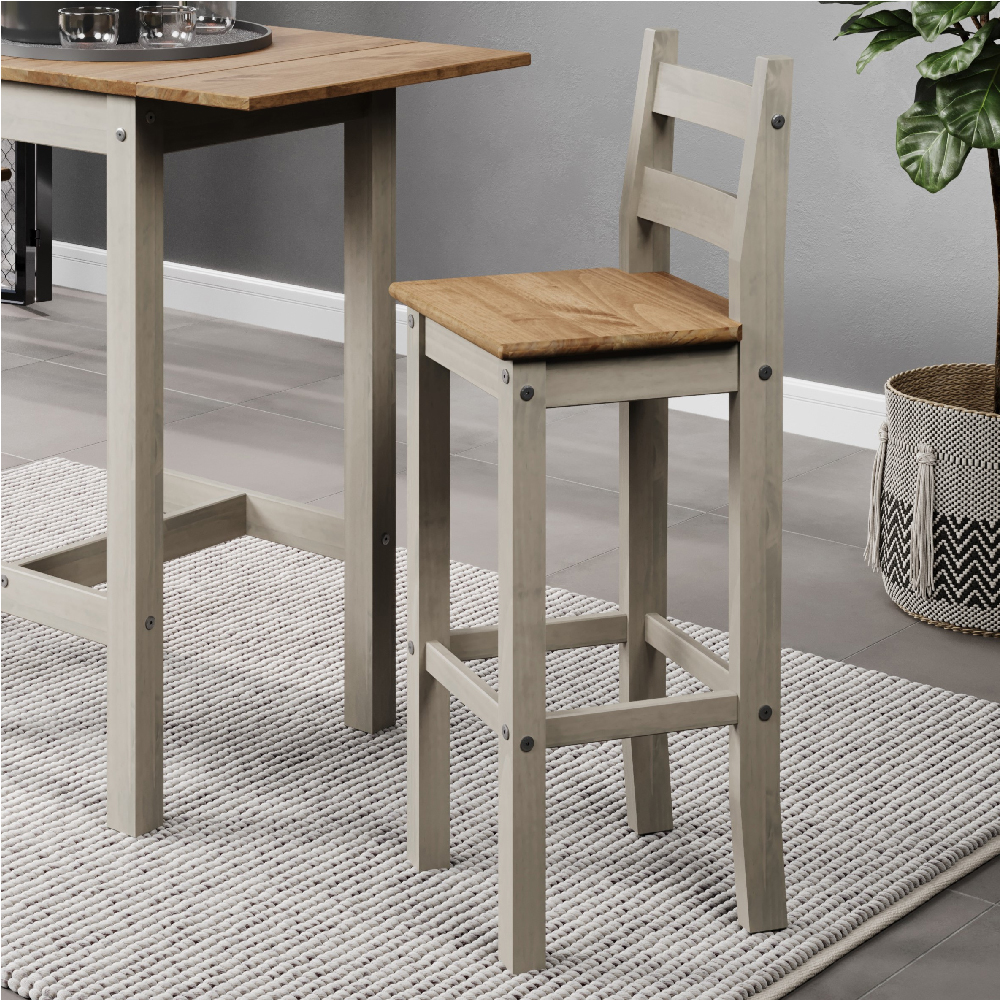 Consett Grey And Oak Wooden Bar Chairs In Pair