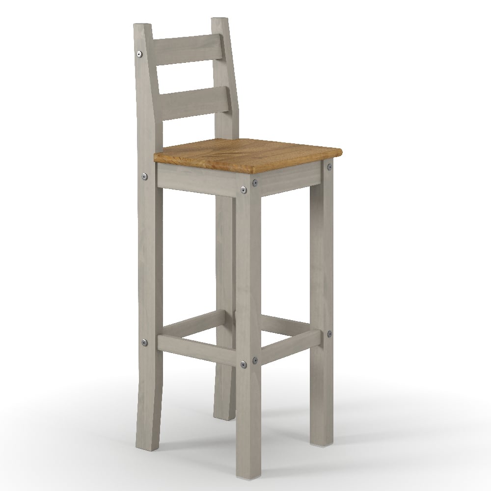 Consett Grey And Oak Wooden Bar Chairs In Pair