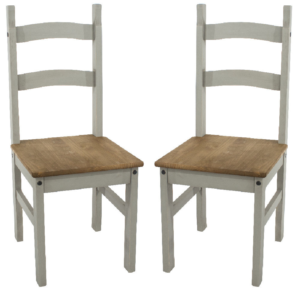 Read more about Consett grey and oak wooden dining chairs in pair