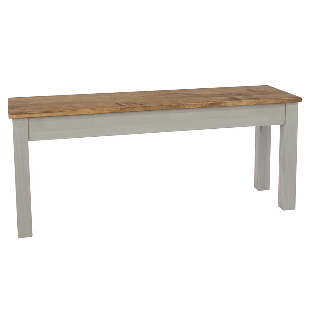 Consett Large Wooden Dining Bench In Grey And Oak