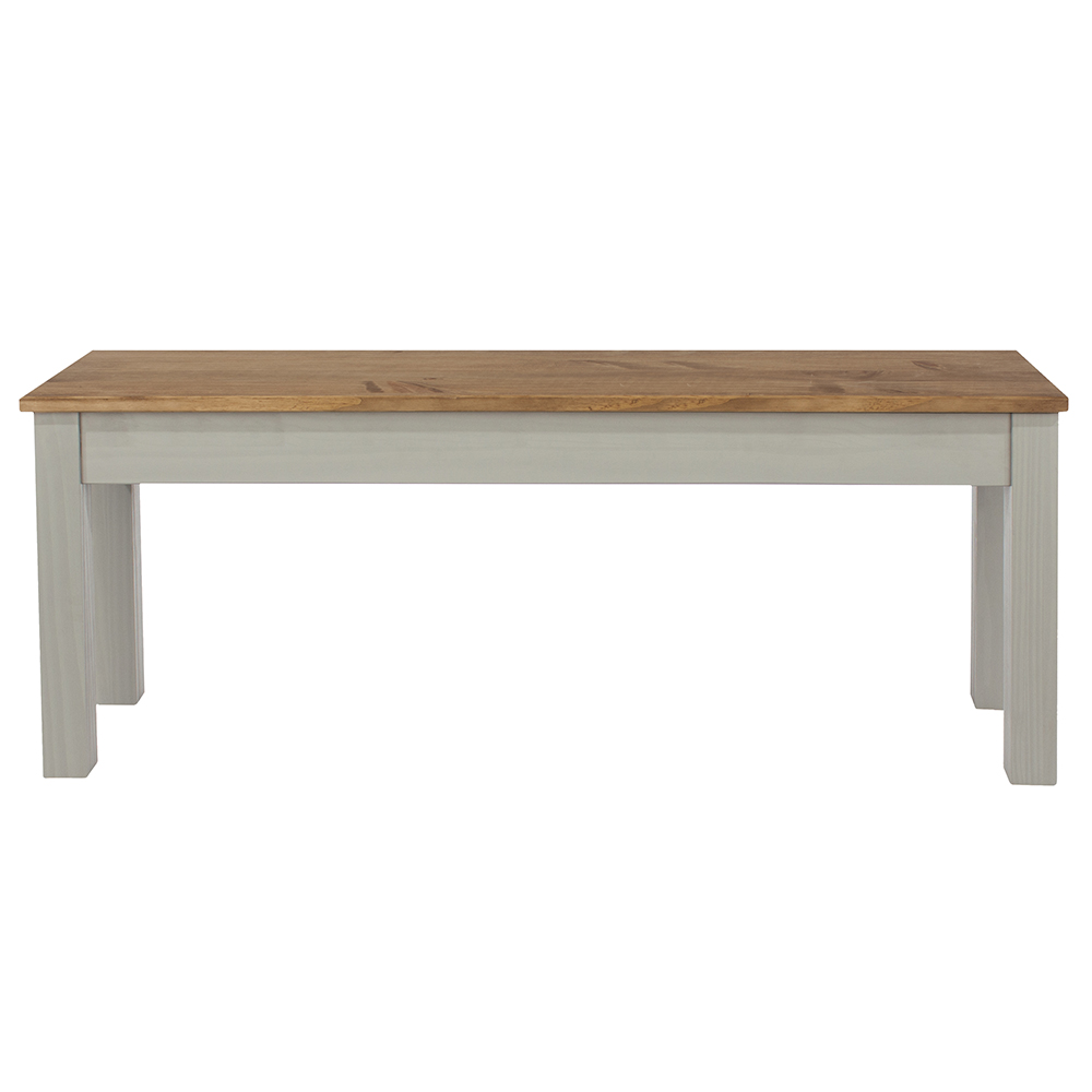 Consett Large Wooden Dining Bench In Grey And Oak