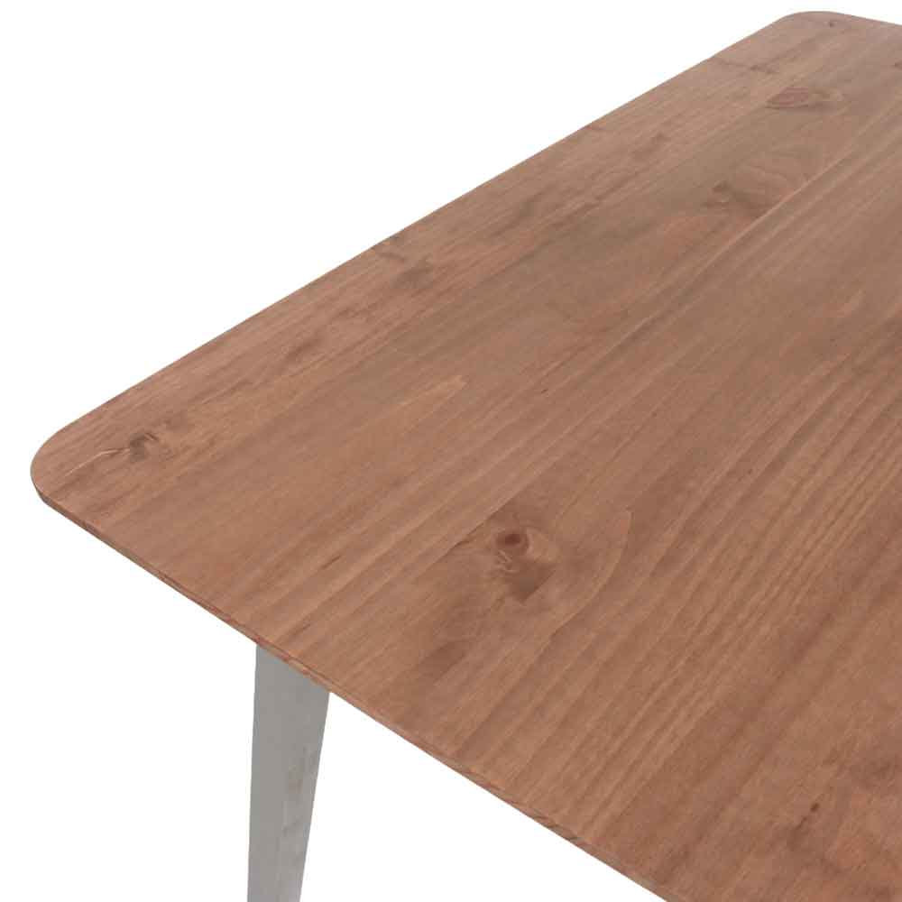 Consett Large Wooden Dining Table With 2 Benches - Grey And Oak