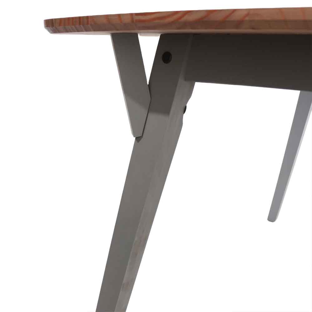 Consett Large Wooden Dining Table With 2 Benches - Grey And Oak