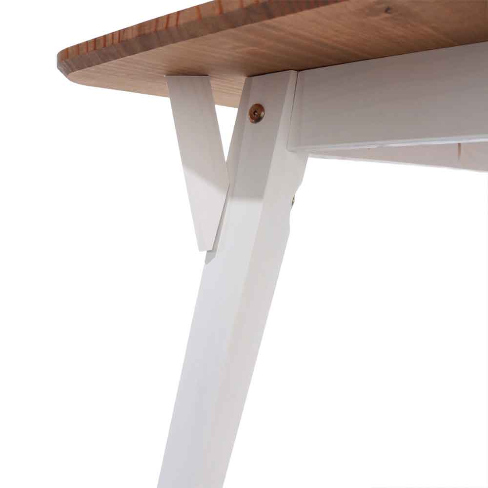 Consett Large Wooden Dining Table With 2 Benches - White And Oak