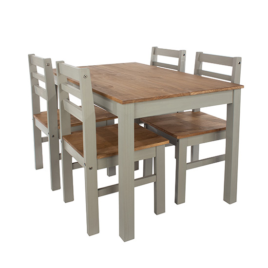 Consett Linea Small Wooden Dining Table With 4 Chairs In Grey
