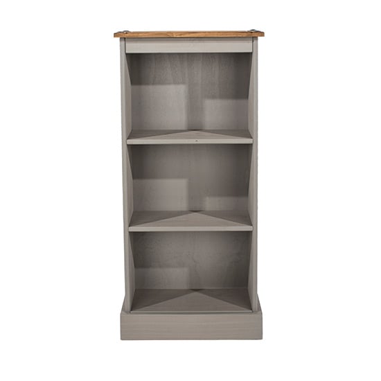 Consett Linea Wooden Narrow Low Bookcase With 2 Shelves In Grey_2