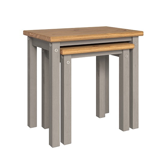 Consett Wooden Nest Of 2 Tables In Grey And Oak