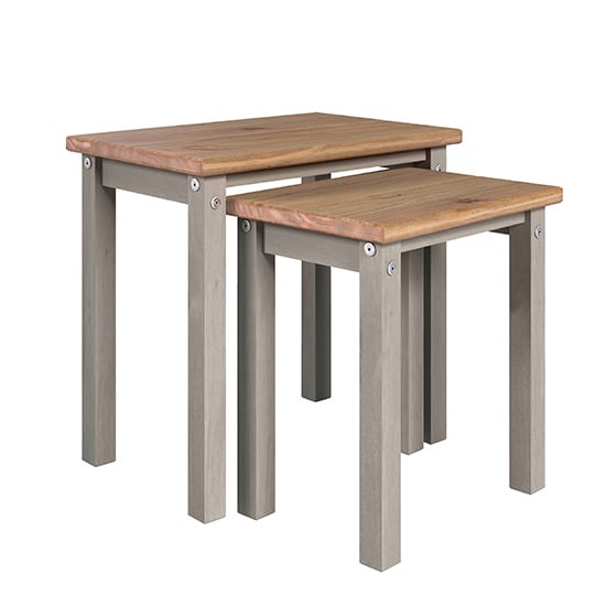 Product photograph of Consett Linea Wooden Nest Of 2 Tables In Grey from Furniture in Fashion