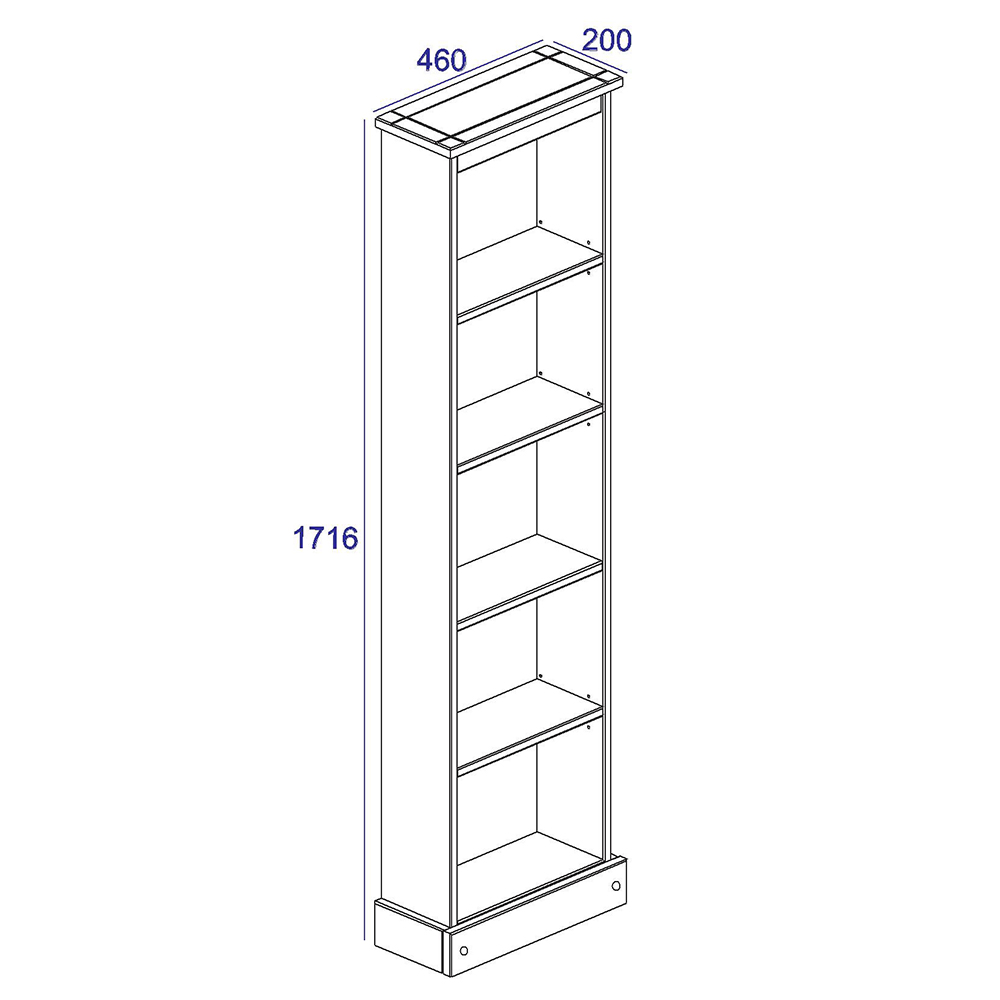 Consett Narrow Wooden Bookcase With 5 Shelves In Grey And Oak