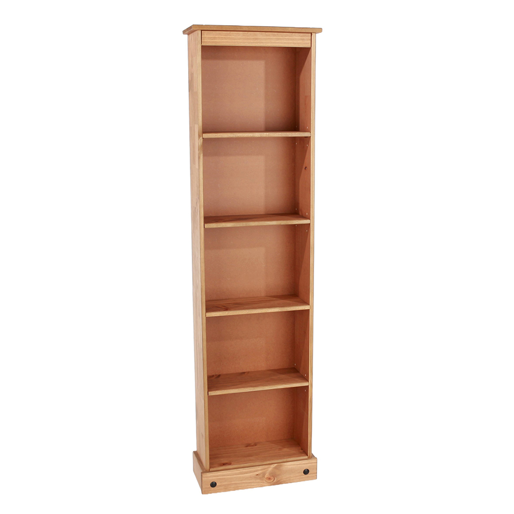Consett Narrow Wooden Bookcase With 5 Shelves In Oak