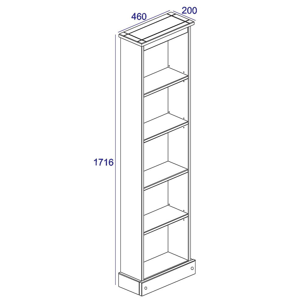 Consett Narrow Wooden Bookcase With 5 Shelves In White And Oak