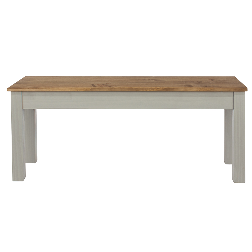 Consett Small Wooden Dining Bench In Grey And Oak