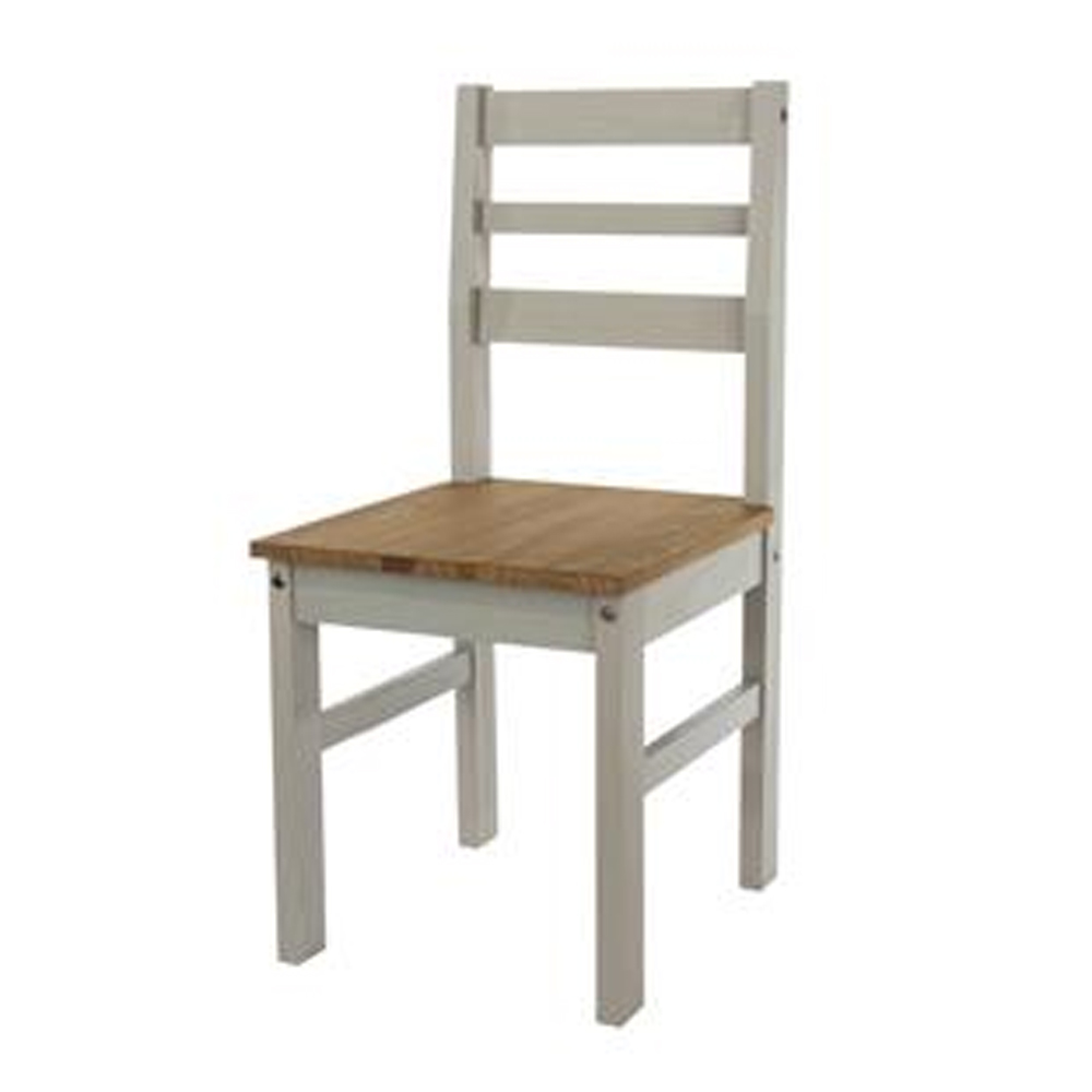 Consett Small Wooden Dining Table with 4 Chairs in Grey and Oak