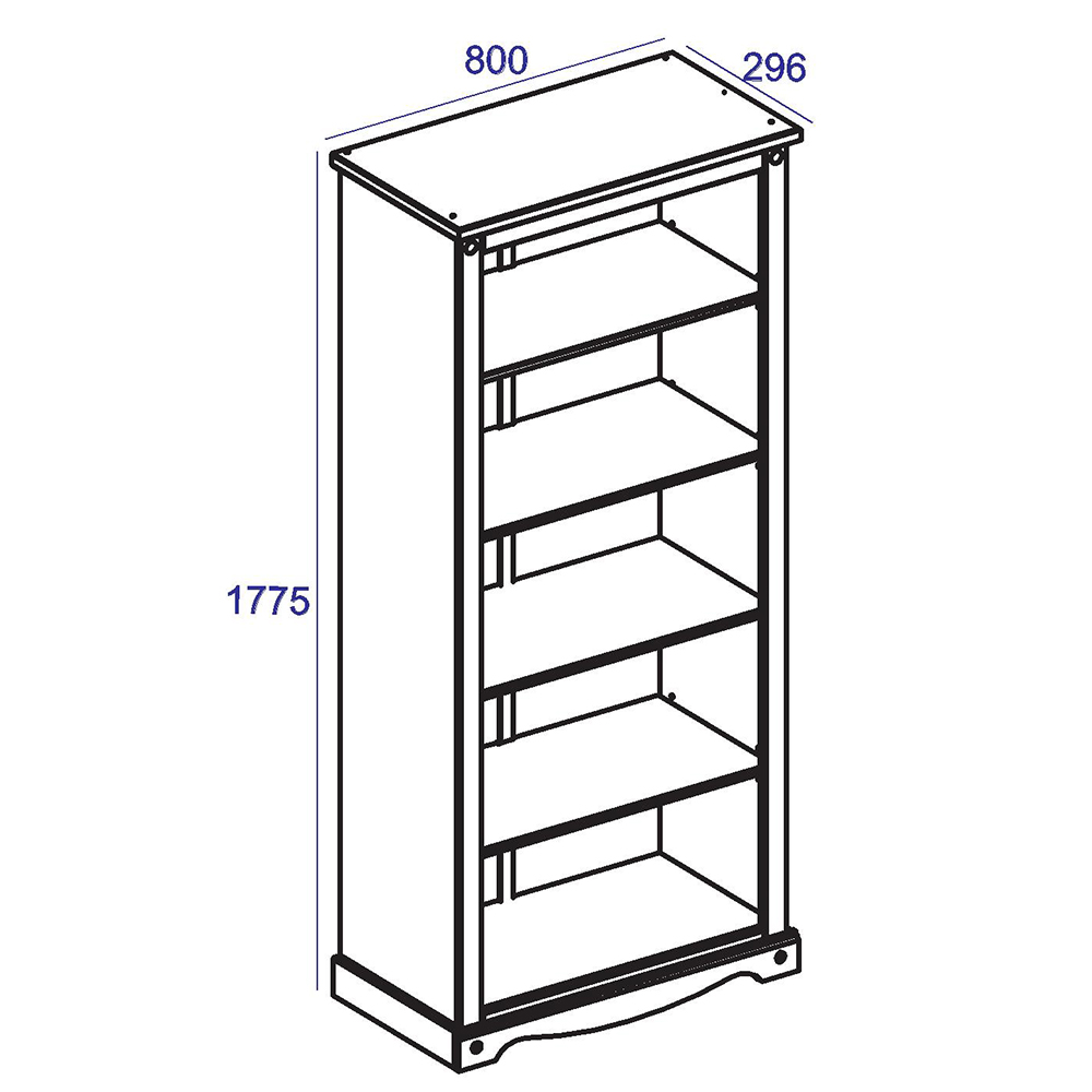 Consett Wide Wooden Bookcase With 5 Shelves In Grey And Oak