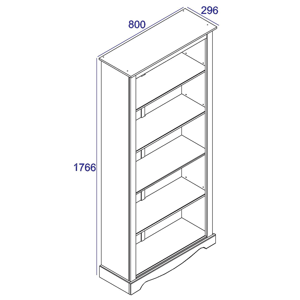 Consett Wide Wooden Bookcase With 5 Shelves In White And Oak