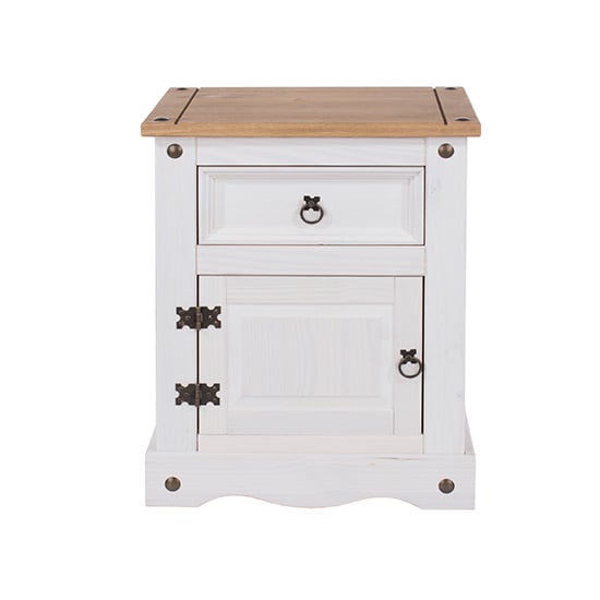 Consett Wooden Bedside Cabinet With 1 Door 1 Drawer In White_4