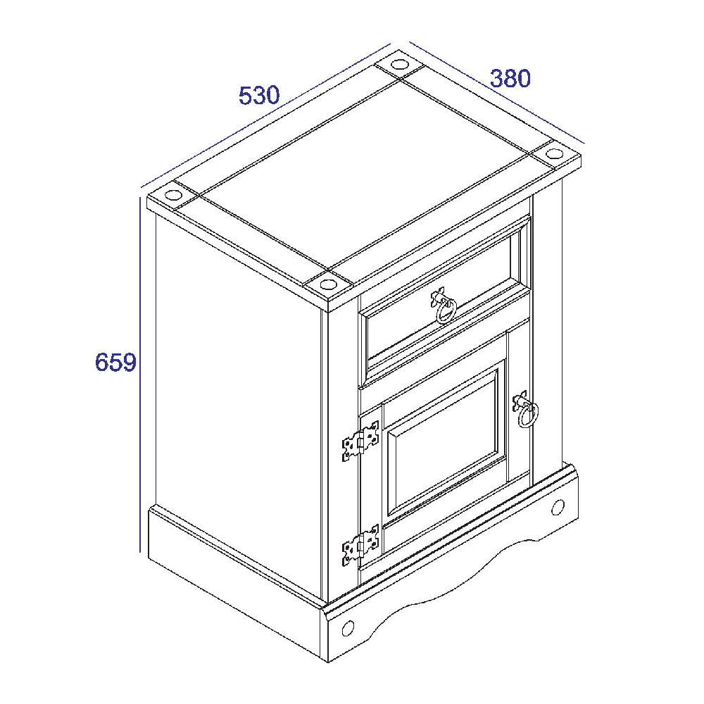 Consett Wooden Bedside Cabinet With 1 Door 1 Drawer In White Oak