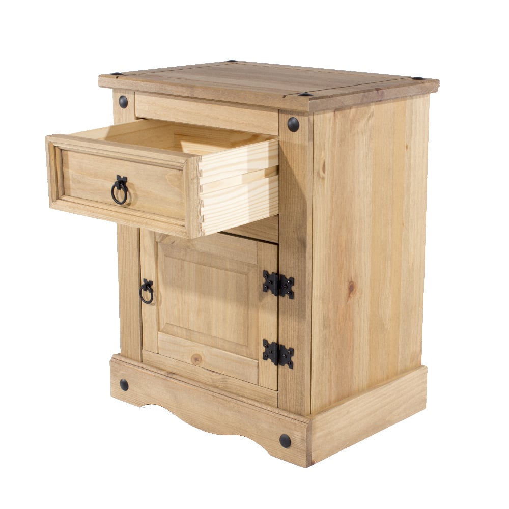 Consett Wooden Bedside Cabinet With 1 Door 2 Drawer In Oak