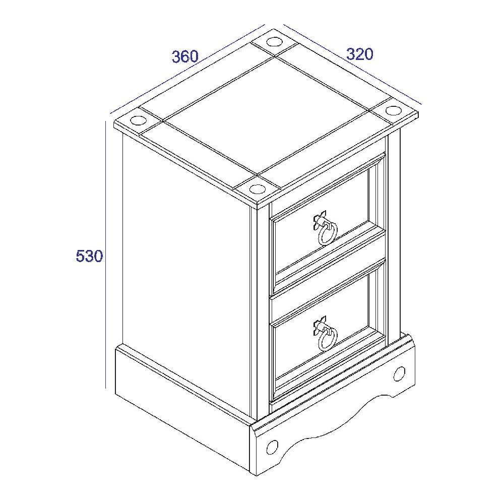 Consett Wooden Bedside Cabinet With 2 Drawers In Grey And Oak