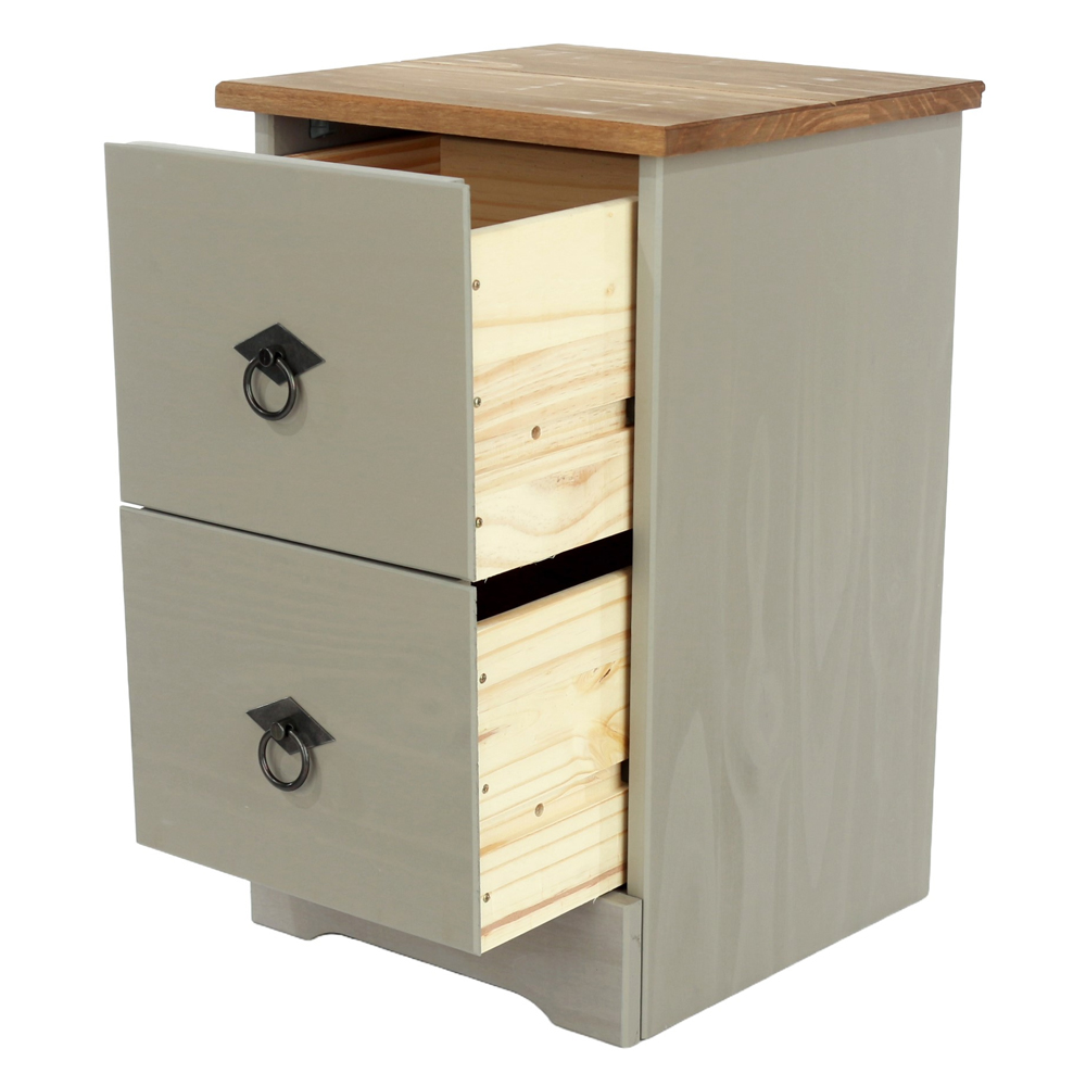 Consett Wooden Cabinet With 2 Drawers - Grey Oak