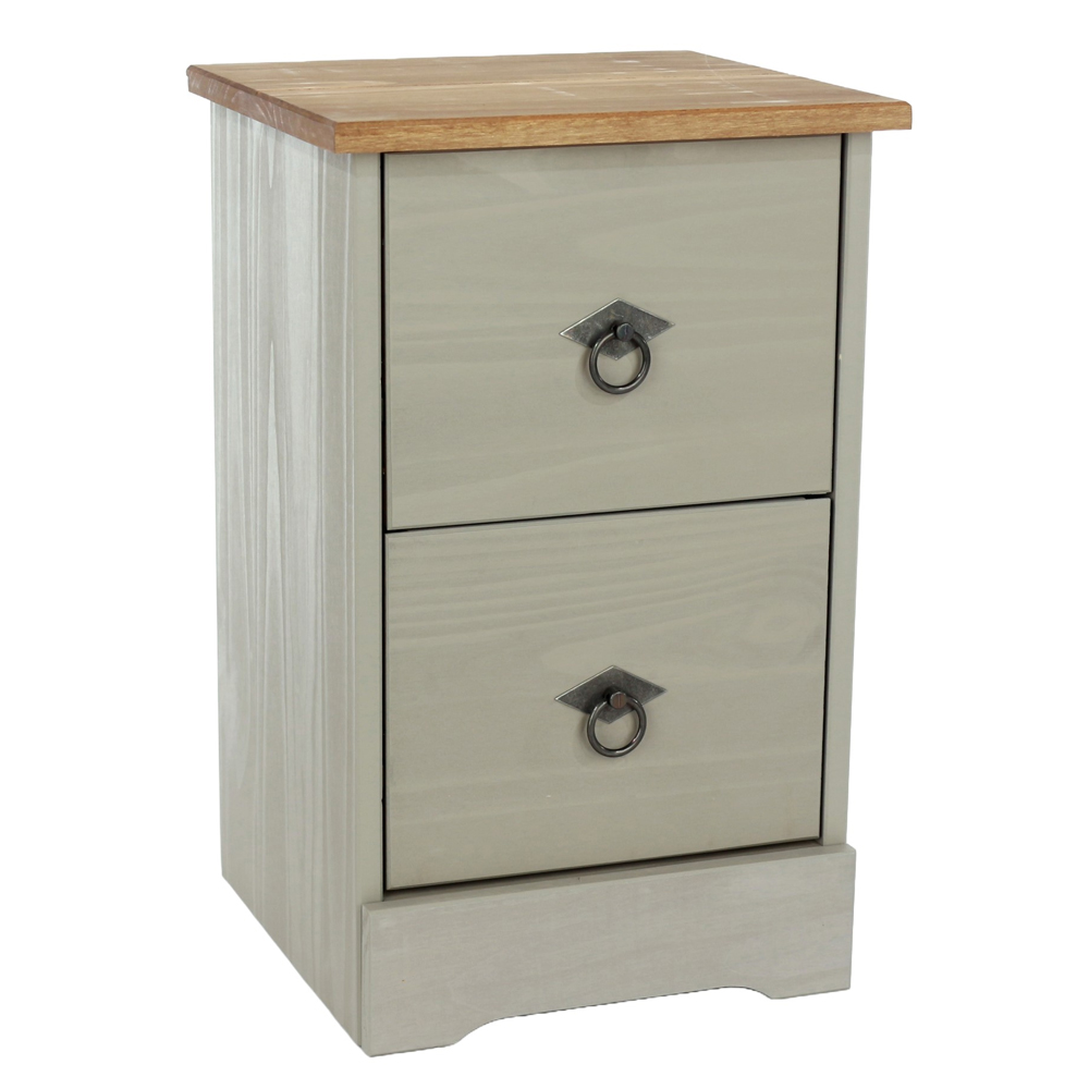 Consett Wooden Cabinet With 2 Drawers - Grey Oak