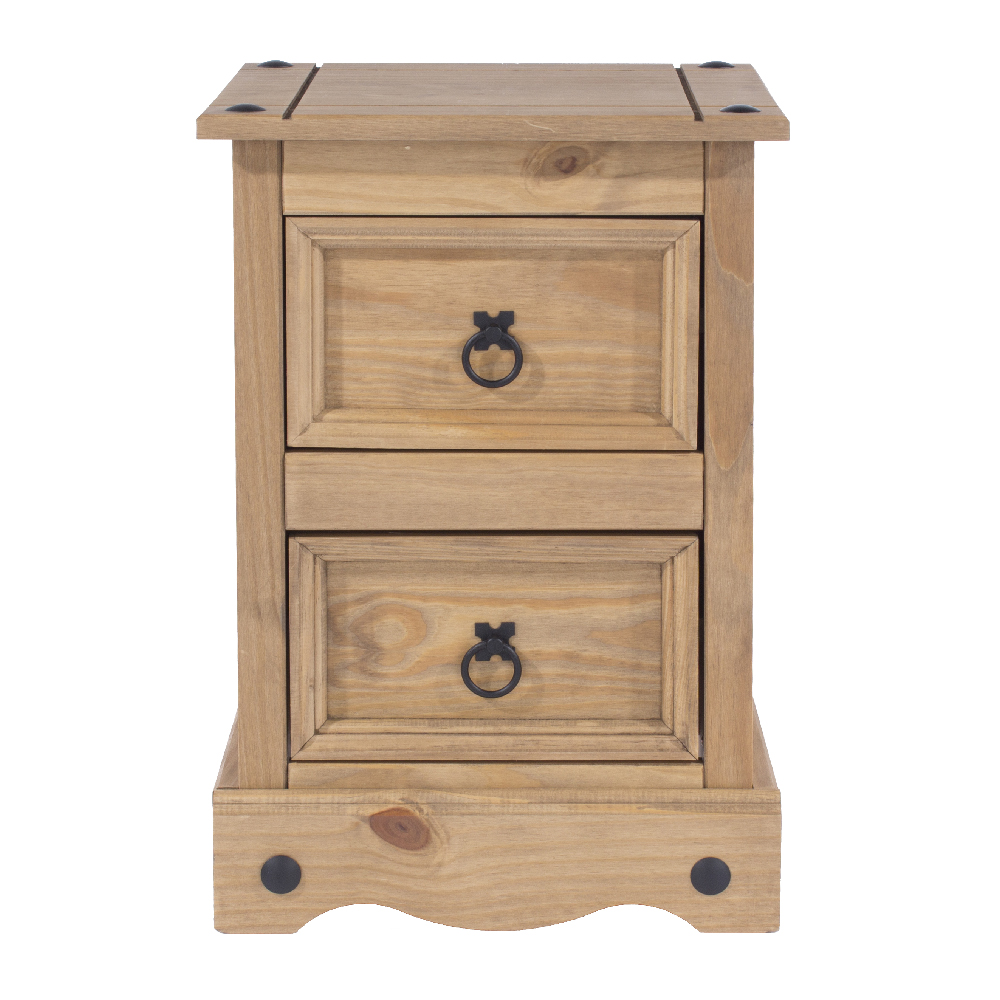 Consett Wooden Bedside Cabinet With 2 Drawers In Oak