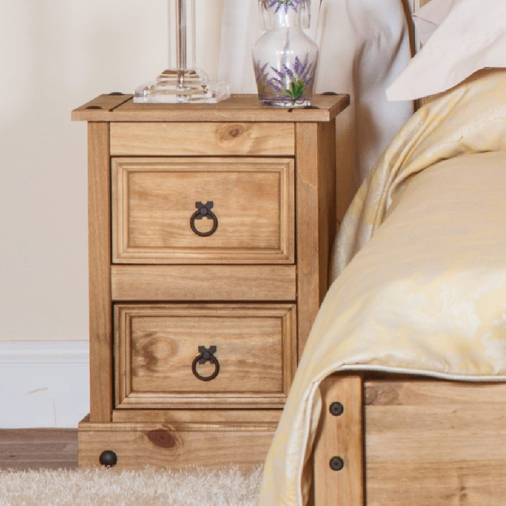 Read more about Consett wooden bedside cabinet with 2 drawers in oak