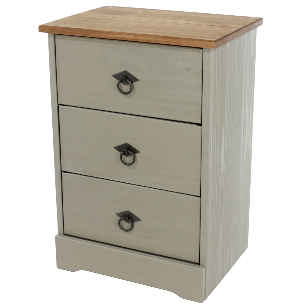 Consett Wooden Cabinet With 3 Drawers - Grey Oak