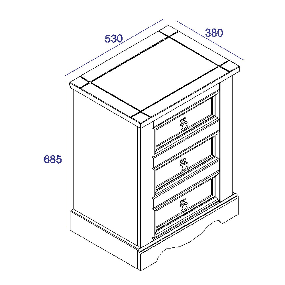 Consett Wooden Bedside Cabinet With 3 Drawers In White And Oak