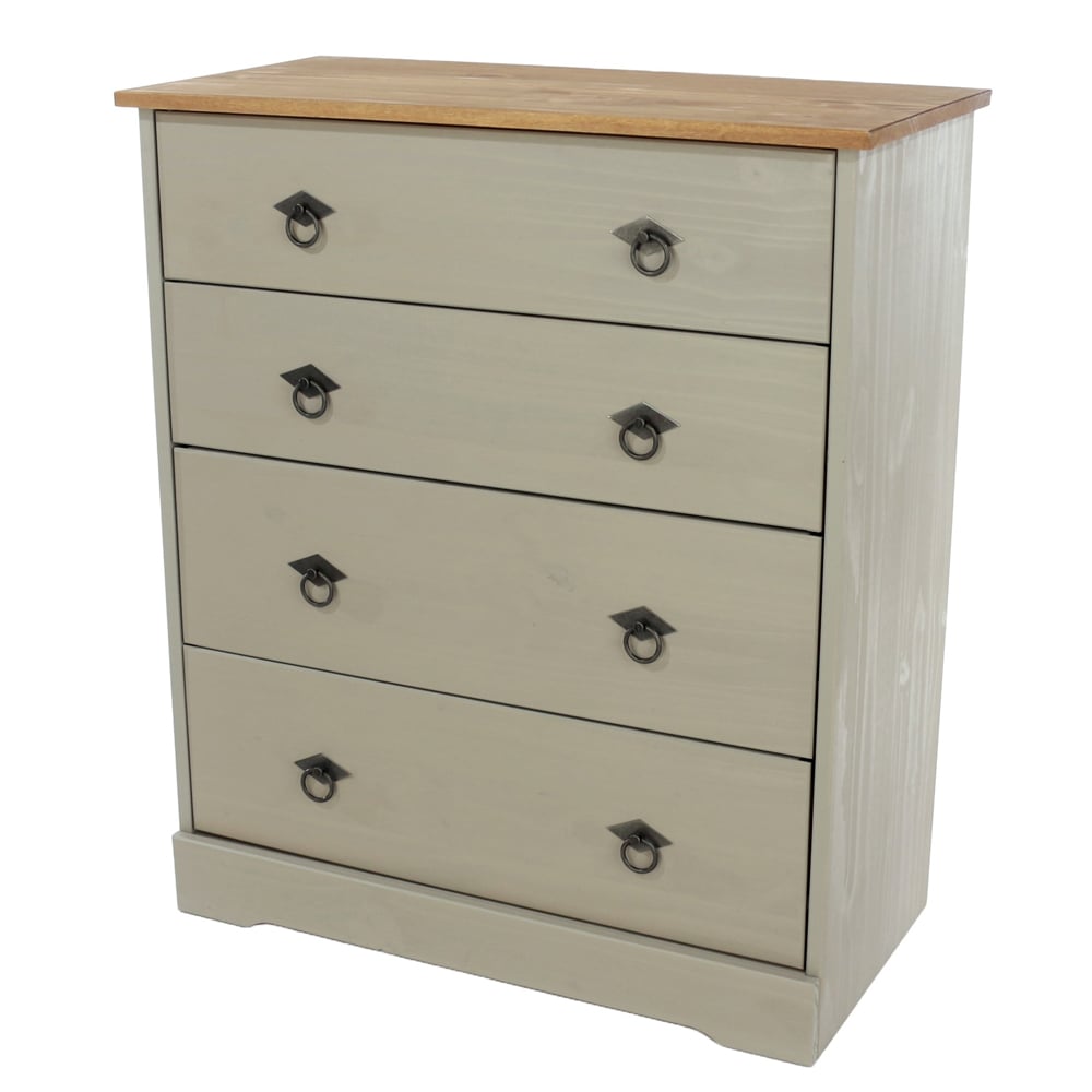 Consett Wooden Chest Of 4 Drawers - Grey Oak