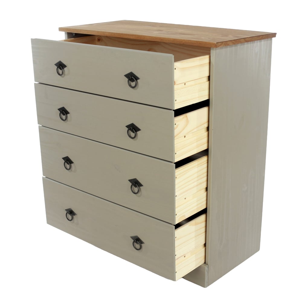 Consett Wooden Chest Of 4 Drawers - Grey Oak